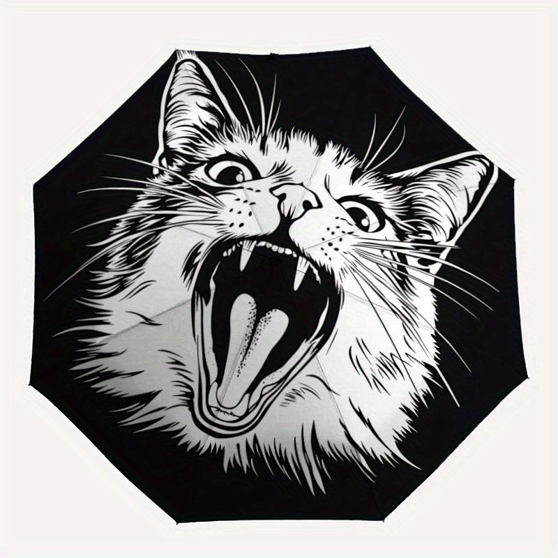 

1pc Feline Expression Automatic Cute Umbrella High Quality Canopy, Portable Folding Umbrella with, Ideal Gift for - Travel, Everyday, Formal Events, S