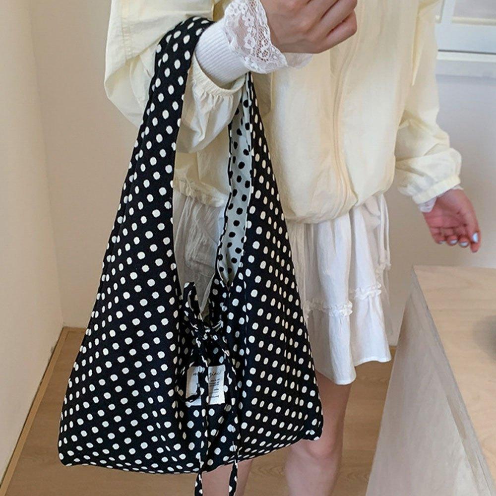 Casual Simple Polka Dots Handbag, Korean Double-Sided Shoulder Bag, Fashionable Large Capacity Commuting Bag Tote Bag