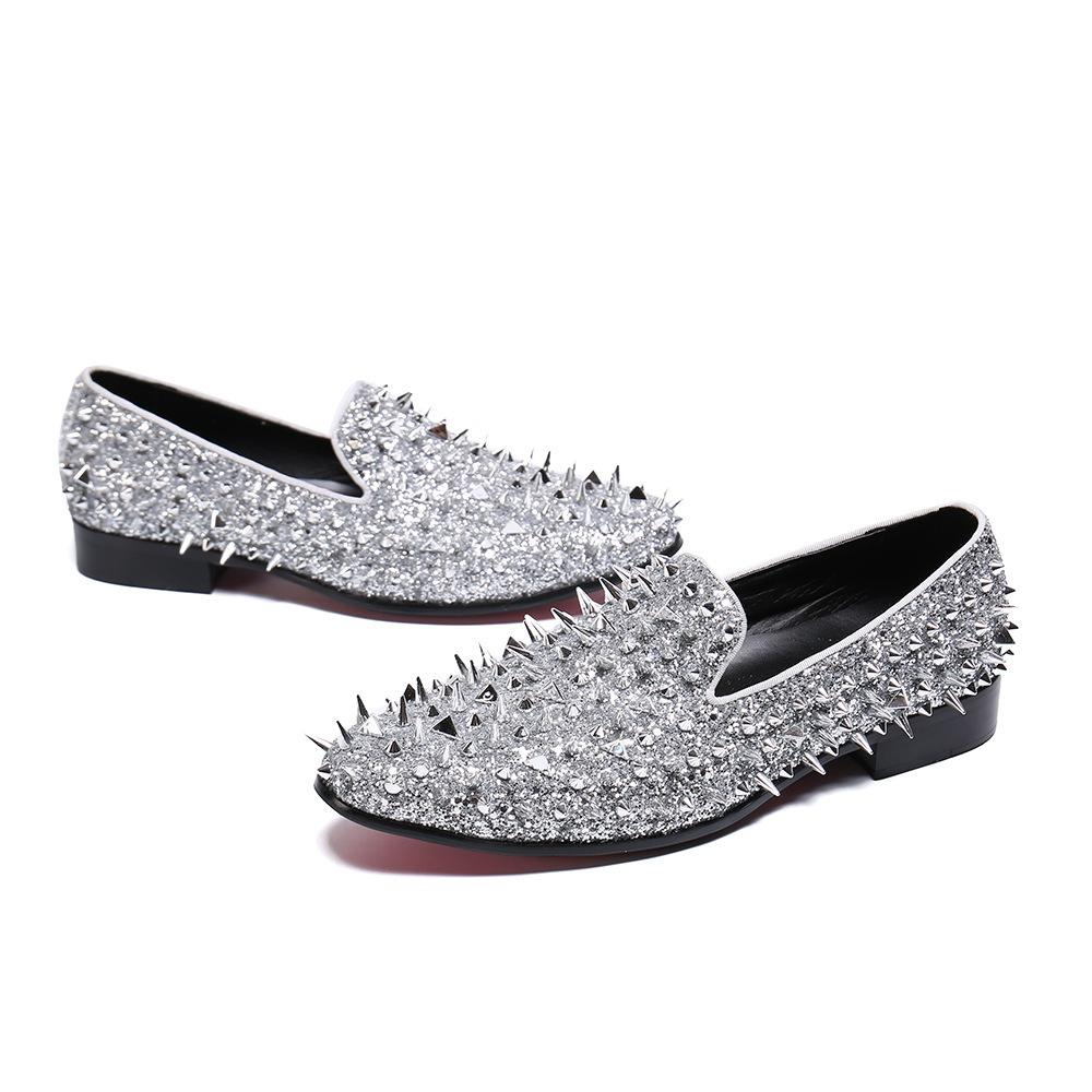 Fashion High-end Gold Deerskin Luxury Rose Gold Studded Shoes 46 Men Gentleman High Dress Plus Size 47 Party Wedding Casual Shoes