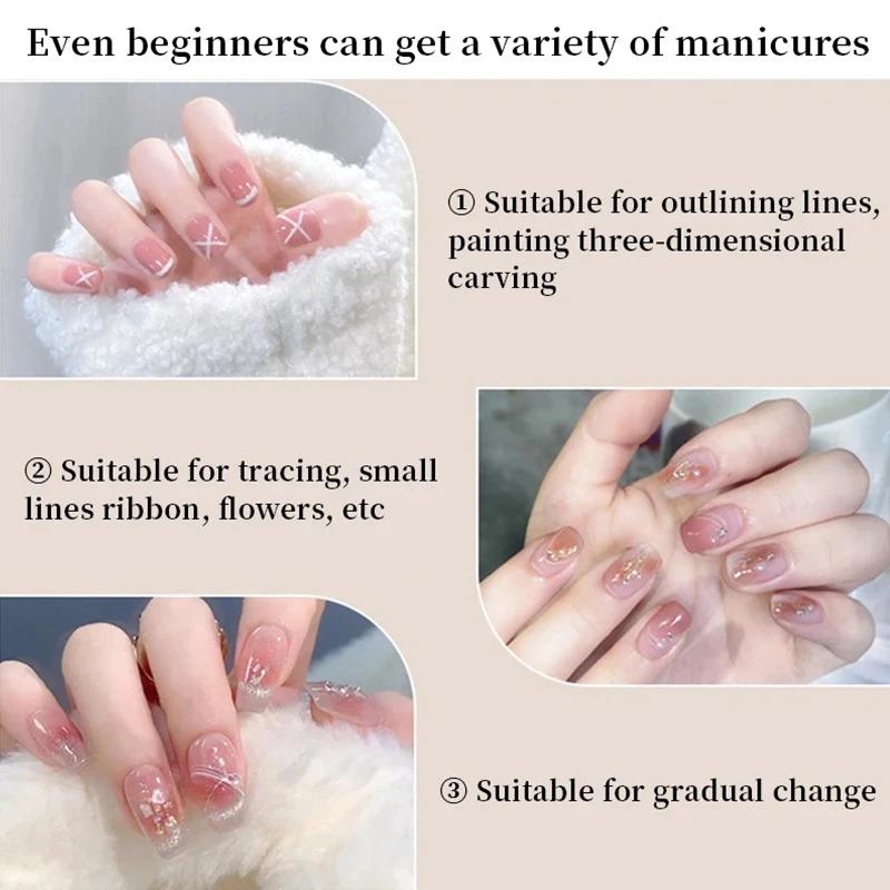 5PCS Nail Art Liner Brush Set For UV Gel French Stripe Line Painting Drawing Flower Pen Professional Manicure Brushes Tool
