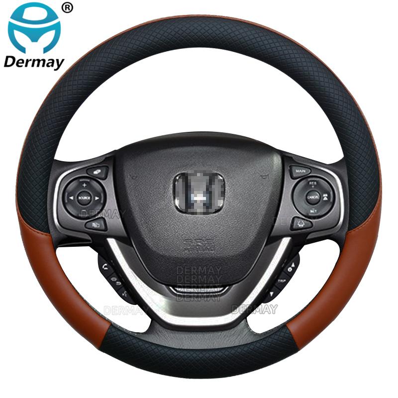 100% DERMAY Brand PU Leather Car Steering Wheel Cover for Honda Freed GB3/GB4/GP3/GB5/GB6/GB7/GB8 2008~2022 Auto Accessories