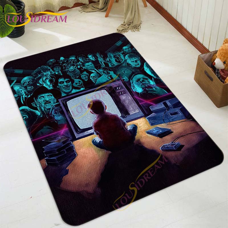 Freddy Jason Chucky Horror Movie Character Carpet Halloween Child's Play Floor Mat 3D Horror Rug Area Rugs Bedroom Non-slip Mat