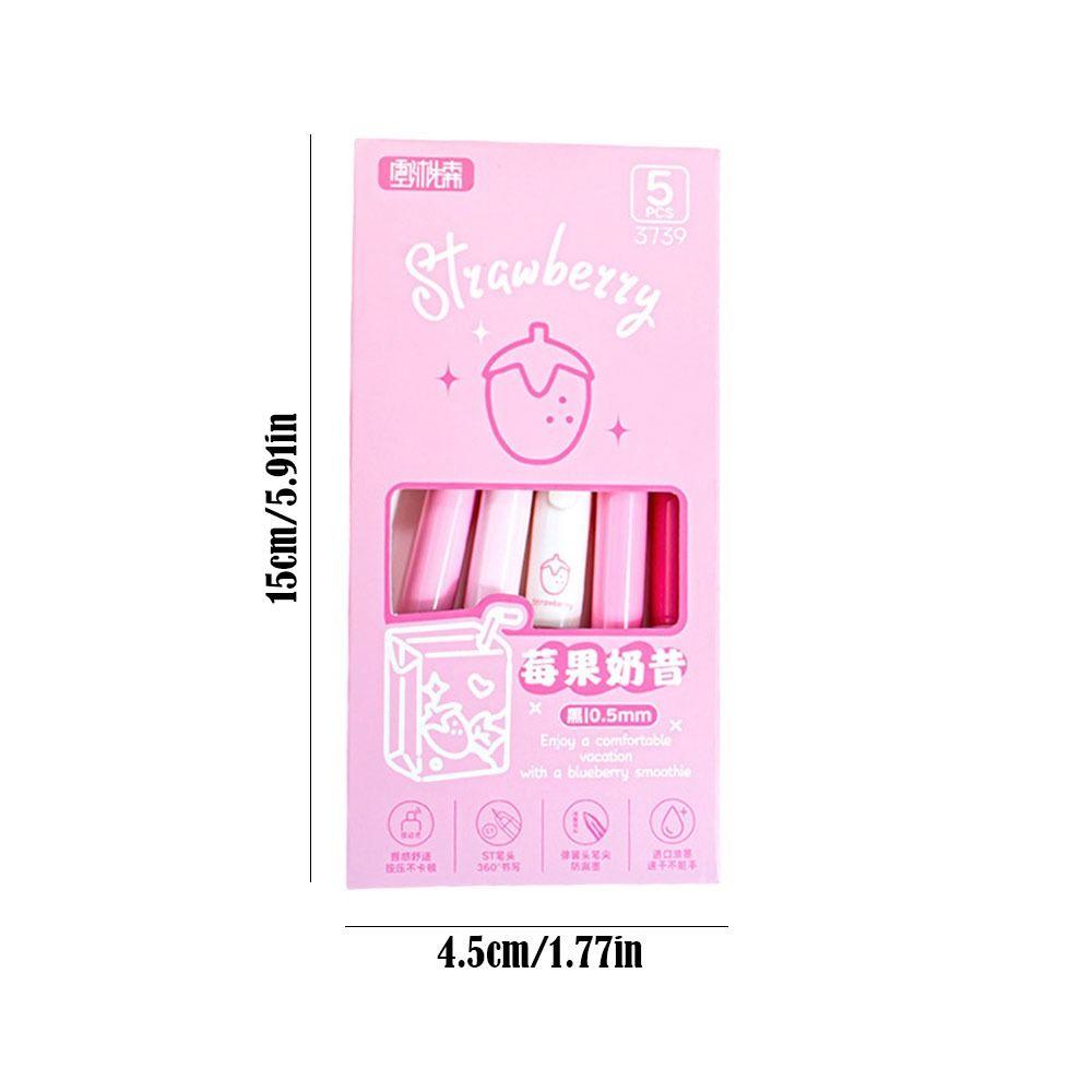 5PCS/Set Soft Grip Black Pen Quick Drying Ballpoint Pen Cartoon Neutral Pen Students