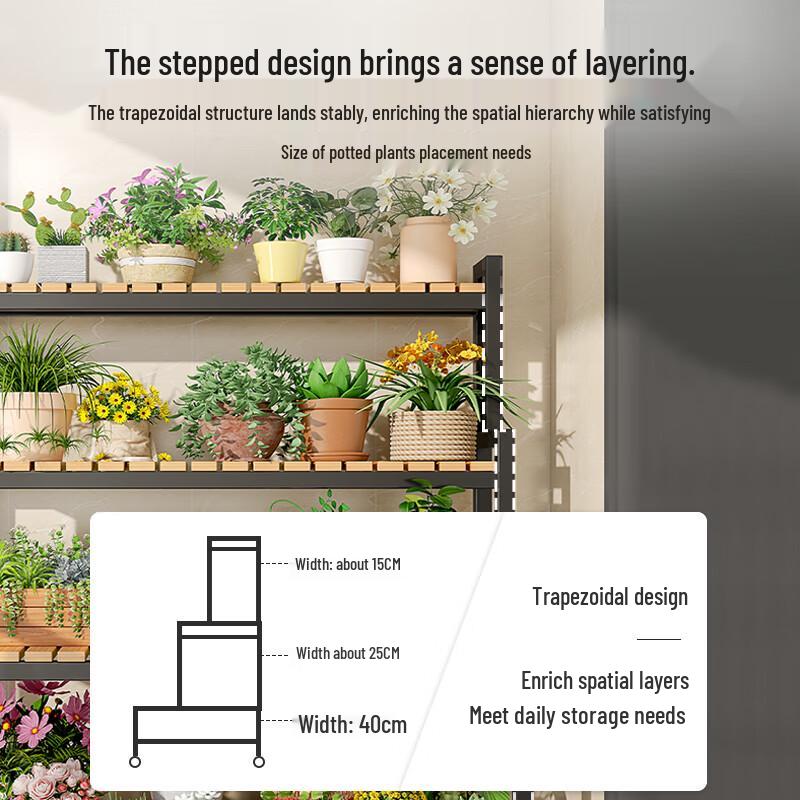 Multi-Tier Metal Ladder Plant Stand with Wheels