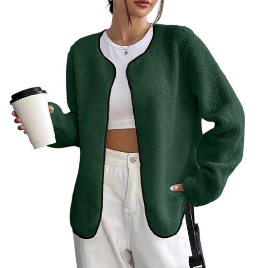 Women's Open Front Fleece Jacket Long Sleeve Cardigan Coat Soft Fuzzy Sherpa Jackets Fall Casual Warm Outerwear