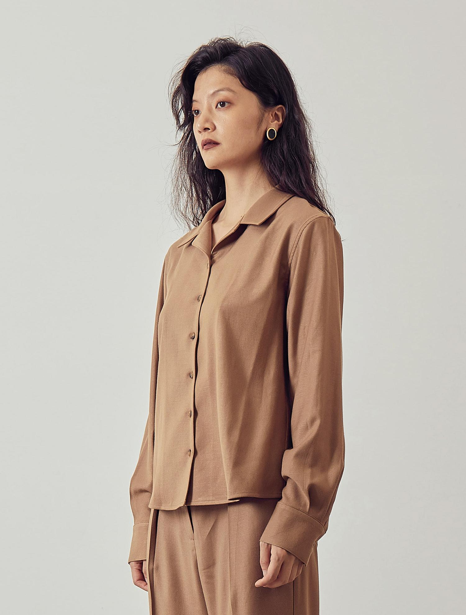 Bowloon Open Collar Shirt - Camel Camel
