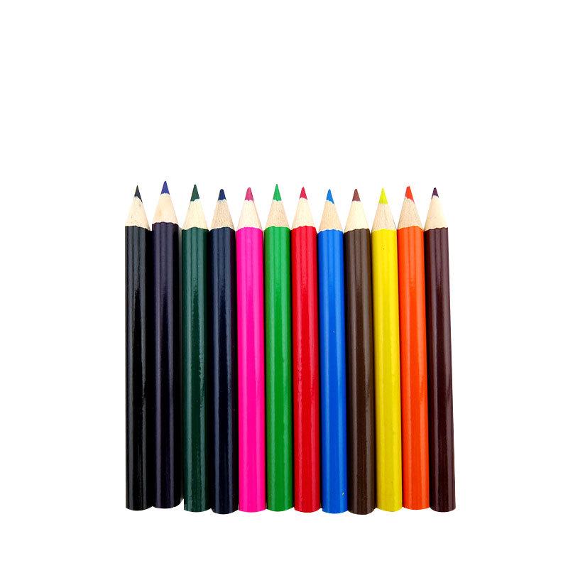 3.5-Inch Colored Pencil Set for Kids – Raw Wood, Cartoon Design, Round Short Horn Style