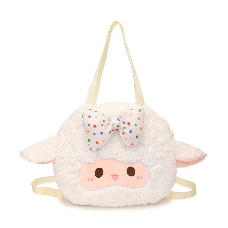 Large Capacity Cute Cartoon Lamb Wool Tote - Women's Autumn/Winter Japanese Backpack