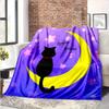 Purple Night Sky Cat Theme Flannel printed blanket suitable for all seasons suitable for living room office sofa and travel