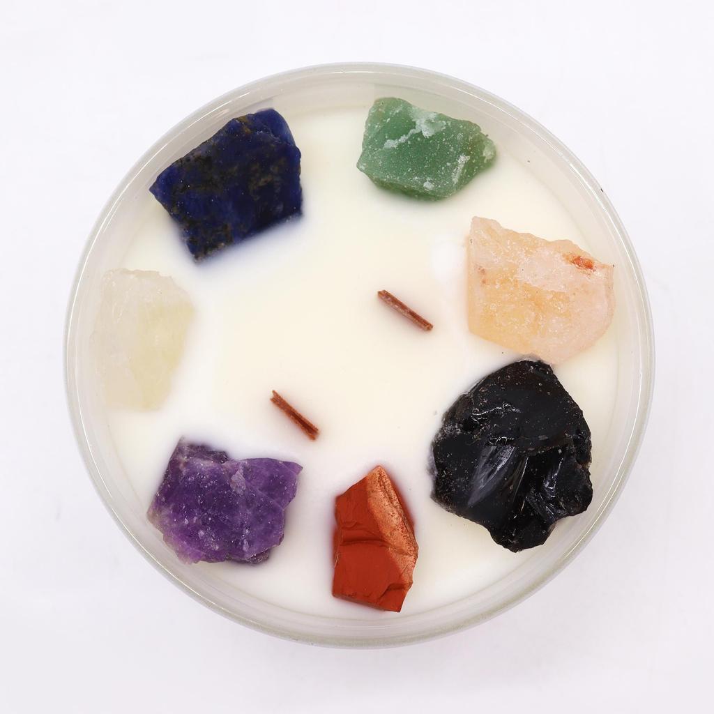 7 Chakra Candle With Crystals