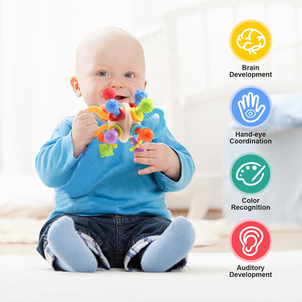 Manhattan Round Ball Baby Hand Rattle Soft Silicone Toys Baby Toys Infantil Chewable Teethers Toys for Newborn 0-12 Months