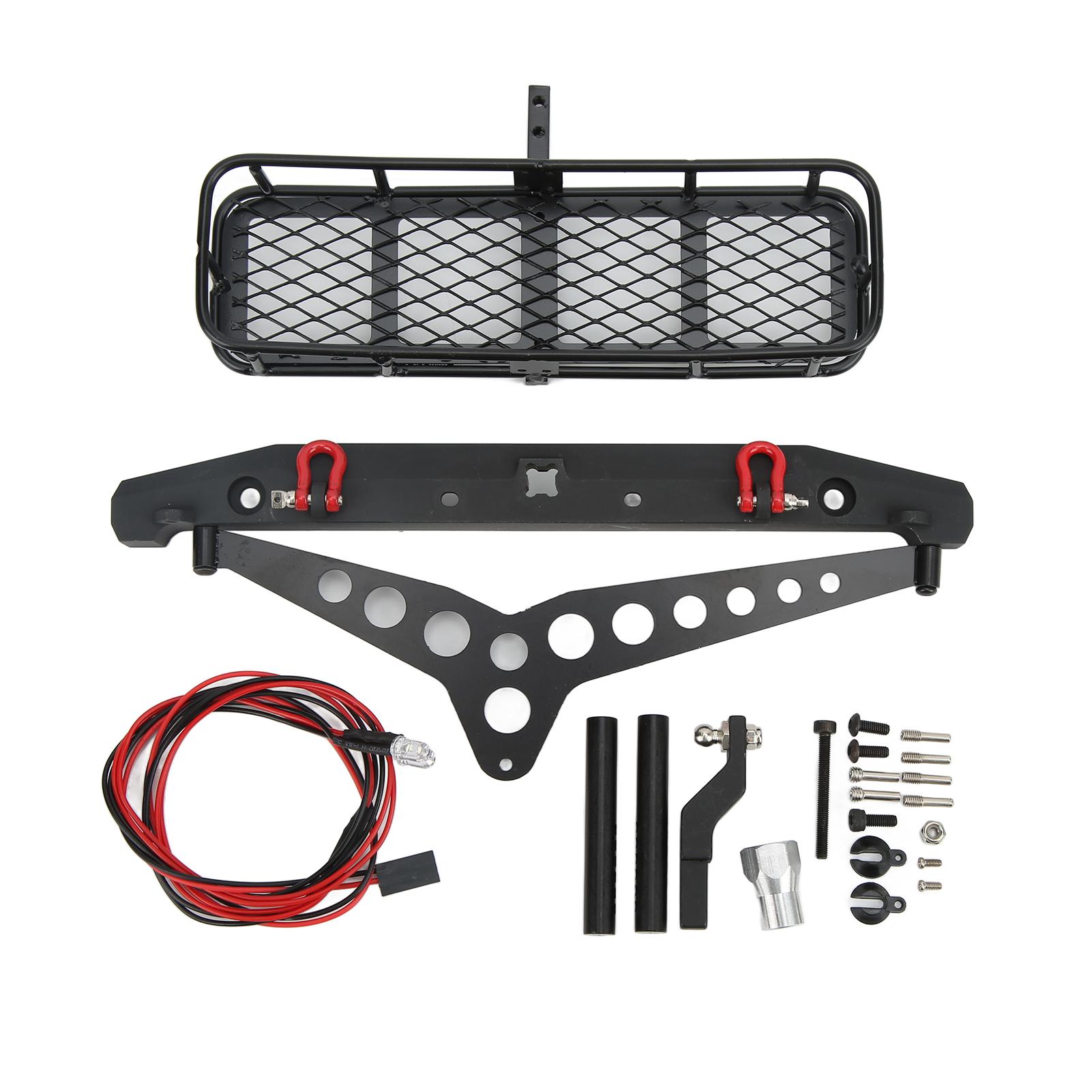 

RC Aluminum Alloy Rear Bumper with Trailer LED Kit for TRX4 SCX10 90046 SCX10III 110 Car