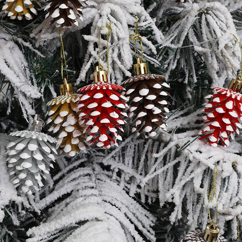 6Pcs Lovely Pine Cone Festival Xmas Decoration Christmas Tree Hanging Ornament