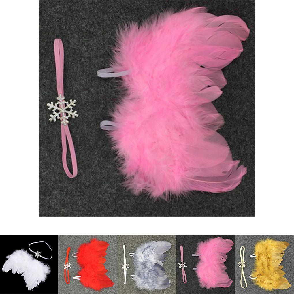 Baby Neugeborenes Engelsflügel und Schneeband Stirnband Requisite Anzug Säuglingskleidung Anzug