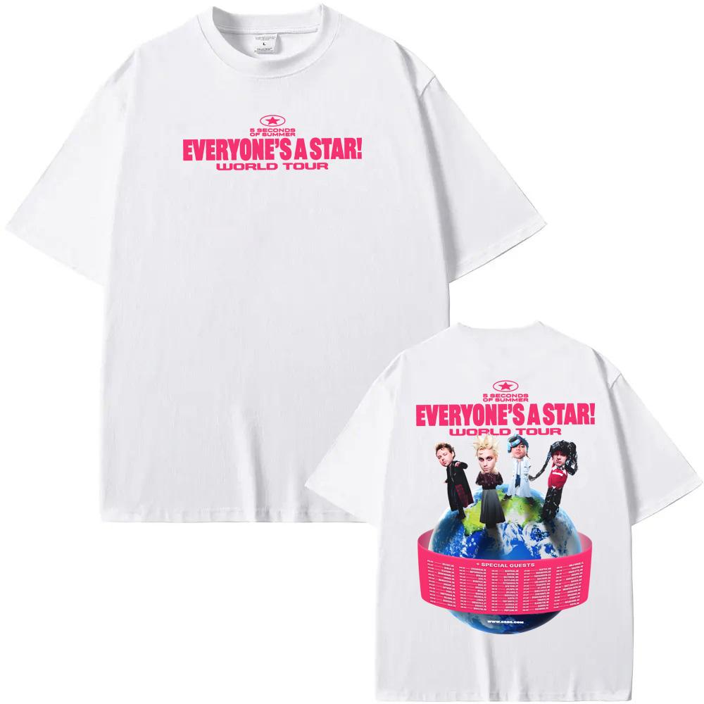 EVERYONES A STAR WORLD TOUR2026 T Shirt 5 Seconds of Summer High Quality Summer Teeshirt Graphic Printing Casual Retro Tshirt L