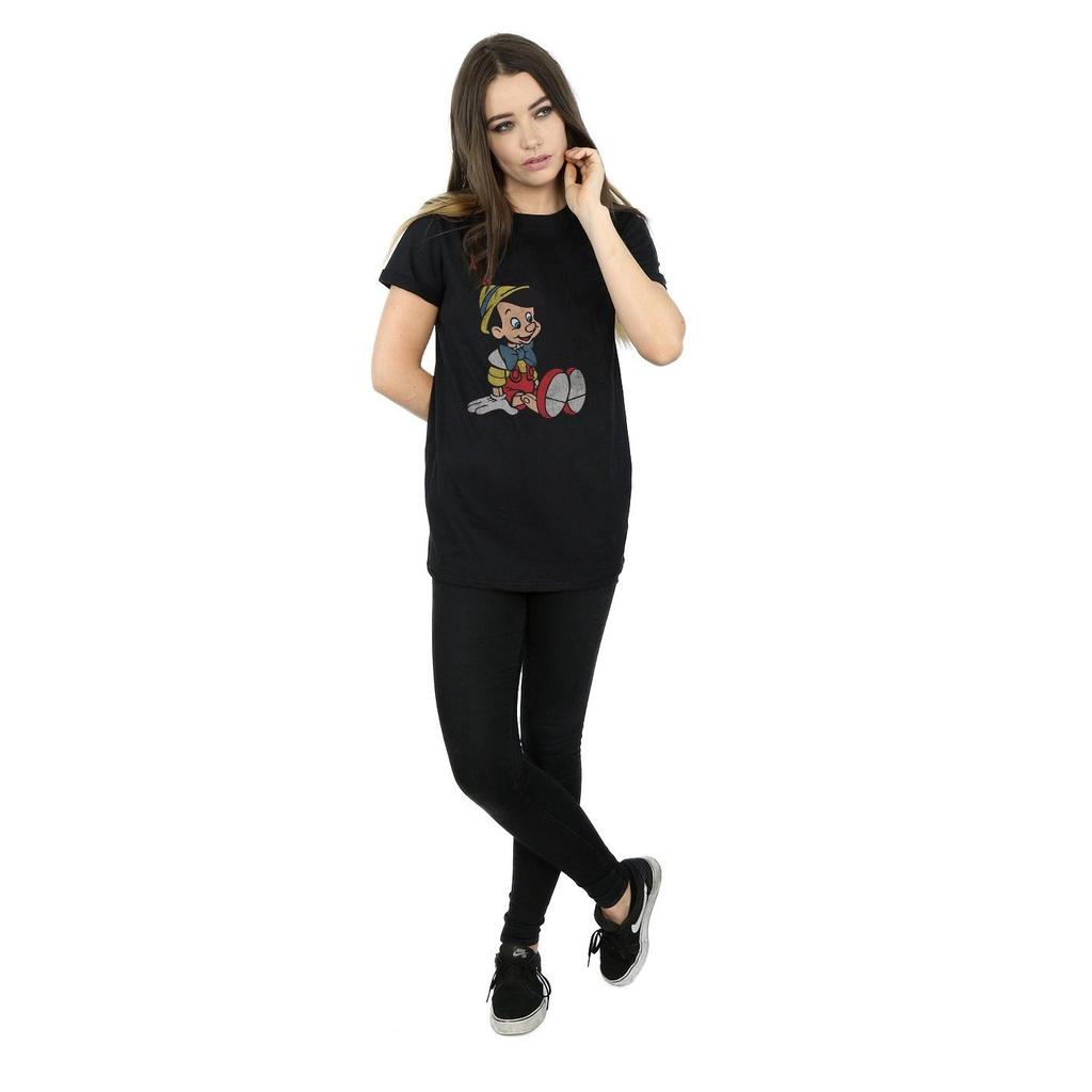 Pinocchio Damen/Damen klassisches Baumwoll-Boyfriend-T-Shirt