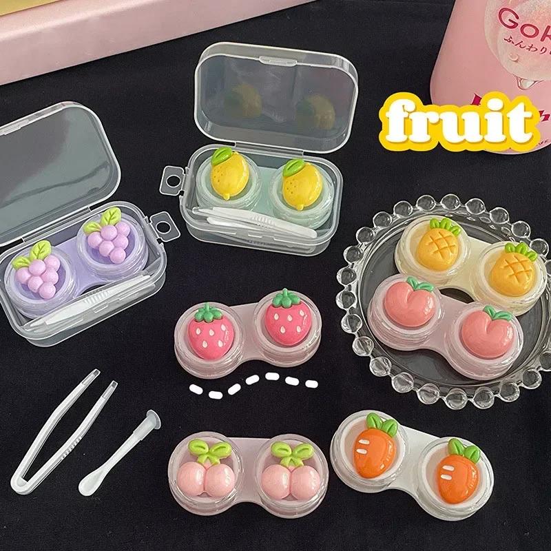 

Cute Fruit Contact Lens Case Portable Mini Bright Travel Lady Holder Storage Eye Care Container Contact Lenses Storage Box