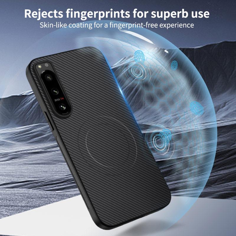 Carbon Fiber Texture Magnetic Case for Sony Xperia 1 VII 1VI 5 III 5 II Magsafe Wireless Charging Matte Shockproof Soft Cover