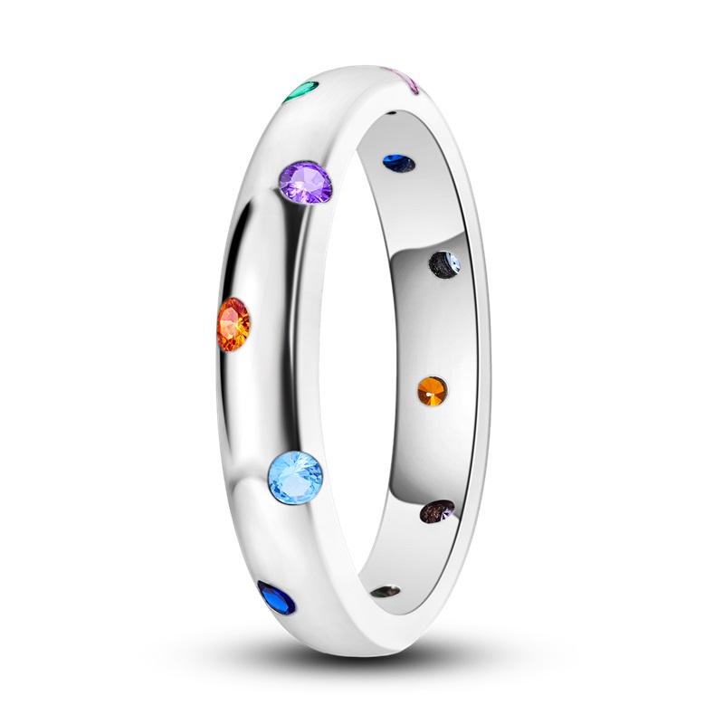 Rings 925 Silver Star Moon Colorful Sparkling Zircon Simple Rings For Women Exquisite Wedding Engagement Birthday Jewelry Gifts