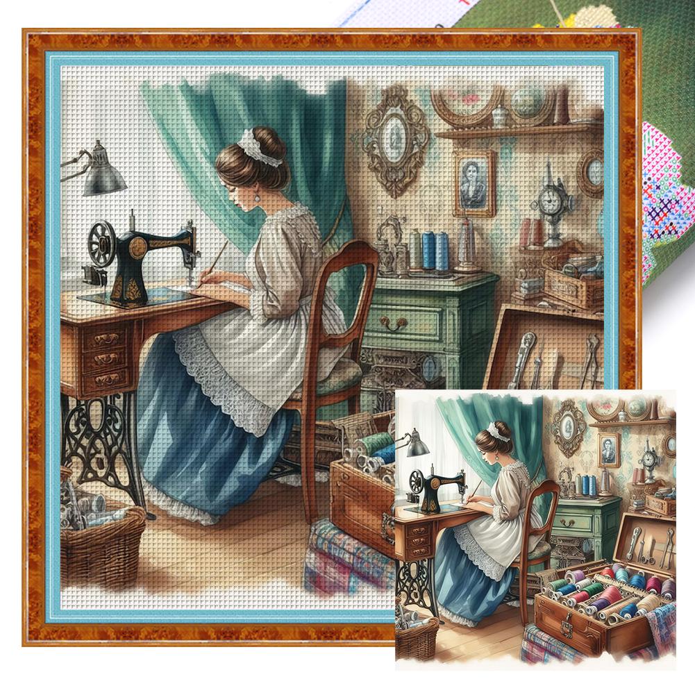 Full Embroidery Eco-cotton Thread 11CT Printed Sewing Woman Cross Stitch Kit Art
