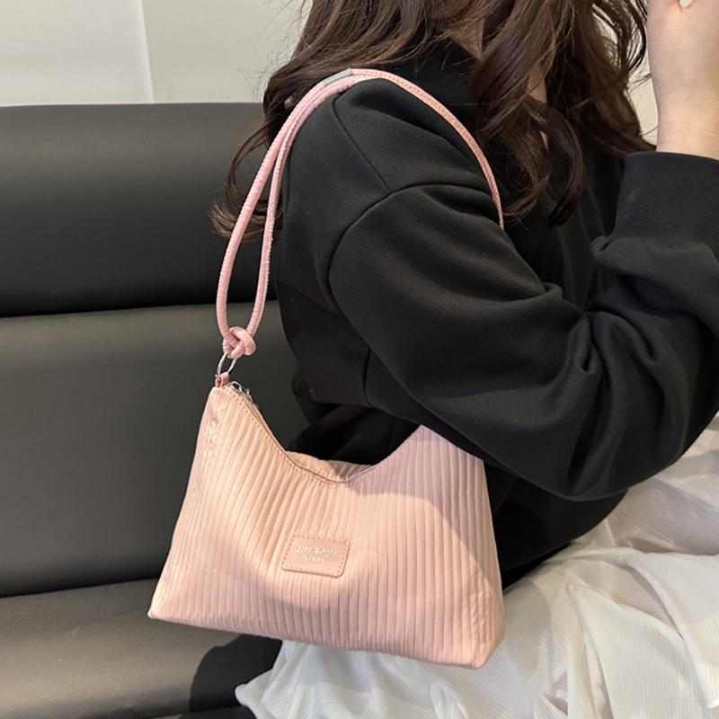 Large Capacity PU Leather Women Shoulder Bag Fashion Lightweight Striped Pattern Stylish Solid Color Crossbody Bag KTB