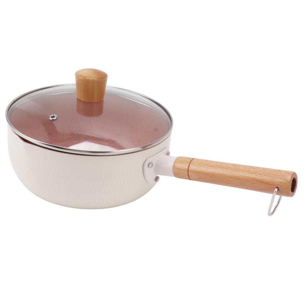 Non Stick Saucepan With Lid White Baby Complementary Food Small Pot Home Kitchen Instant Noodles