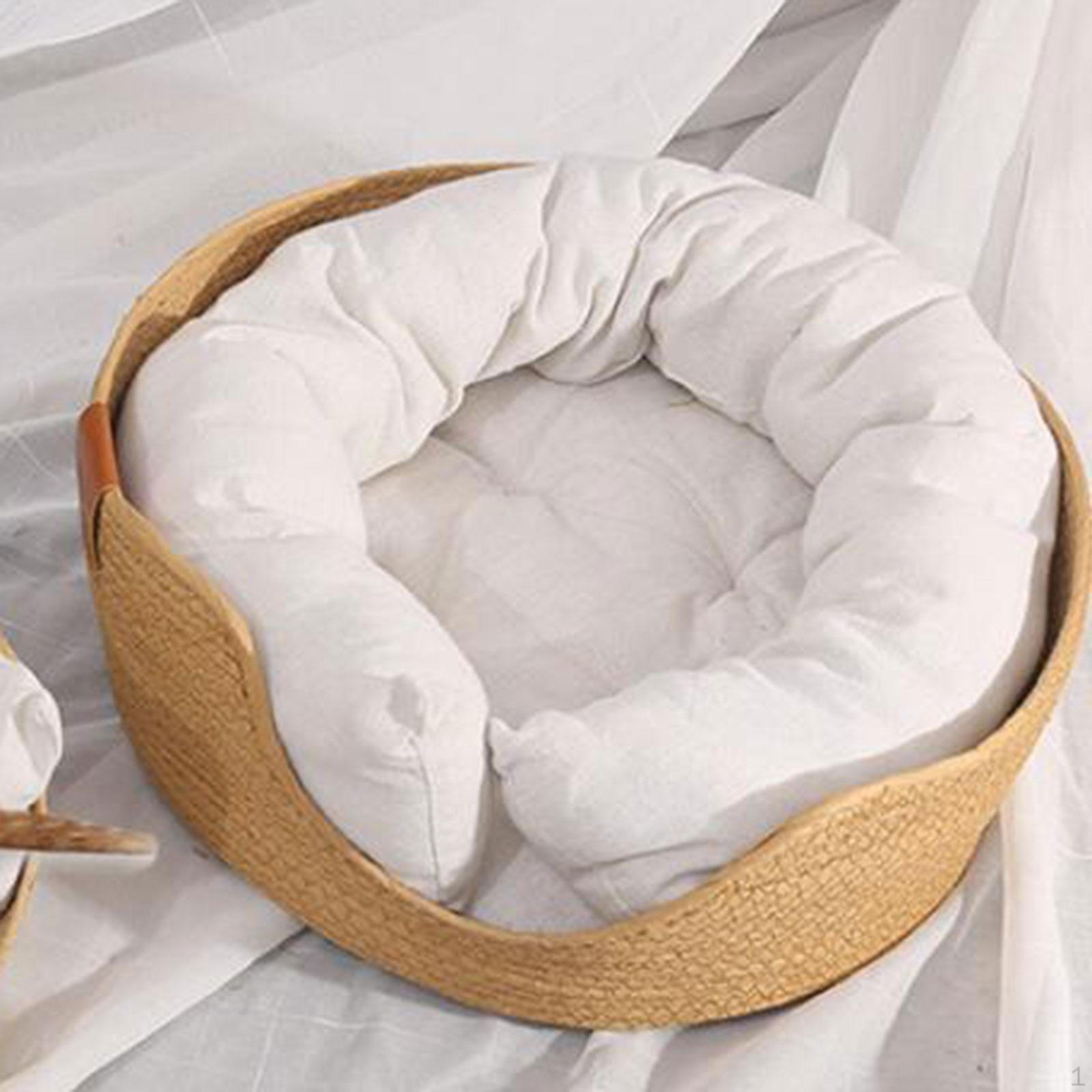 

Handwoven Kitten Bed Cat Sleeping Basket Furniture Protector Diameter 45cm Versatile Paper Rope