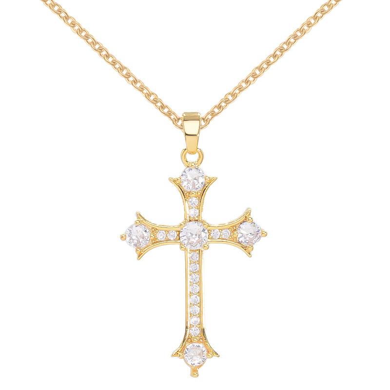 Cross Necklace Women'S Simple Personality Micro-Inlaid Zircon Pendant Exquisite Jewelry