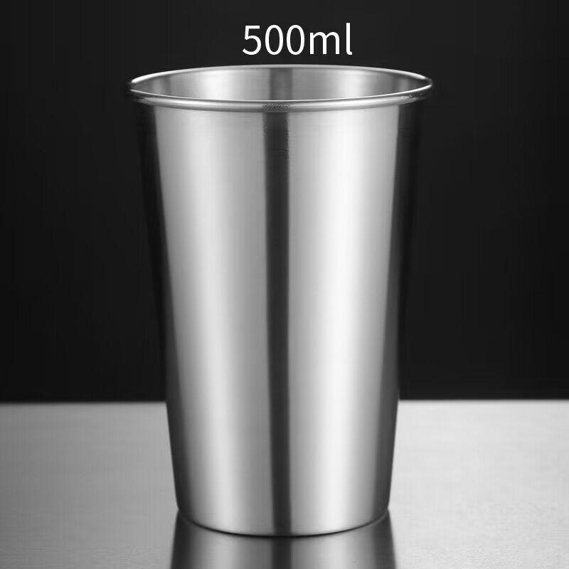 Stainless Steel Beer Wine Cup Portable Silver Beer Tumbler Cocktail Juice Milk Cup Metal Drinking Mug For Bar Outdoor Drinkware