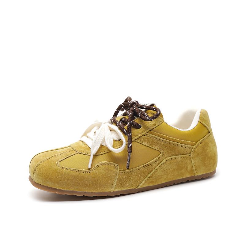 

Ретро внутренняя высота увеличение мандарин утка шнурки женские новые мягкие подошвы повседневная обувь спорт 40 жёлтый