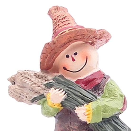 Pumpkin Scarecrow Figurine Handcrafted Resin Statue Fall Harvest Decoration Home Garden Thanksgiving Decor