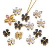 2Pcs Fashion Black White Heart Flower Earrings Charms Golden Plated Stainless Steel Zirconia Petal Pendant Necklace DIY Findings