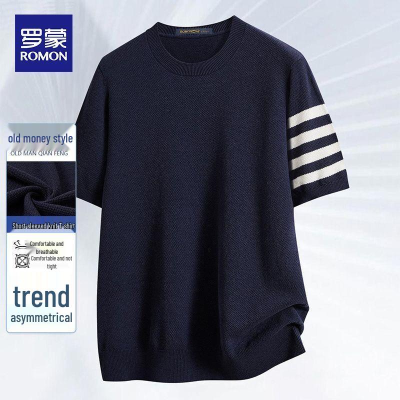 ROMON Men s Classic Summer Knit Short-Sleeve T-Shirt 3XL