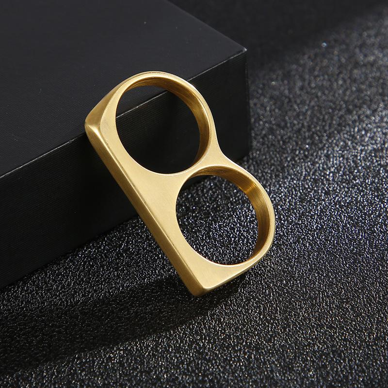 Titanium Steel Creative Hip-hop Glossy Finger Tiger Ring Men's Personality Punk Double Finger Double Ring Stainless Steel Ring