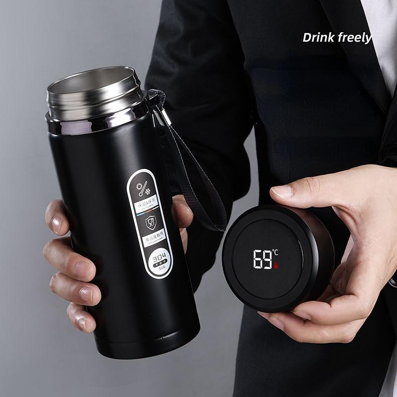 Large Capacity Intelligence Thermos Cup 800ml Vacuum Flasks Portable Stainless Steel Thermos Cup Water Bottle Travel Tea Mug Office Thermos Cup