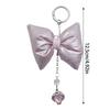 Elegant Plush Bowknot Keychain Charm With Beaded Heart Pendant  Keyring Bag Pendant Decoration For Handbags And Keys