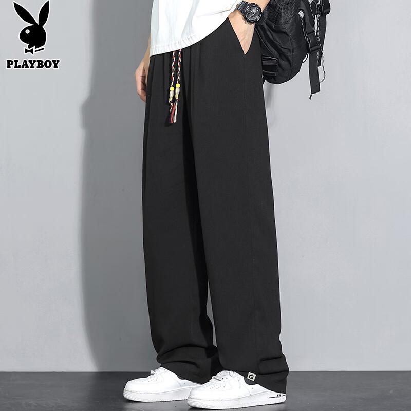 PLAYBOY Men s Ice Silk Linen Blend Casual Trousers 3XL