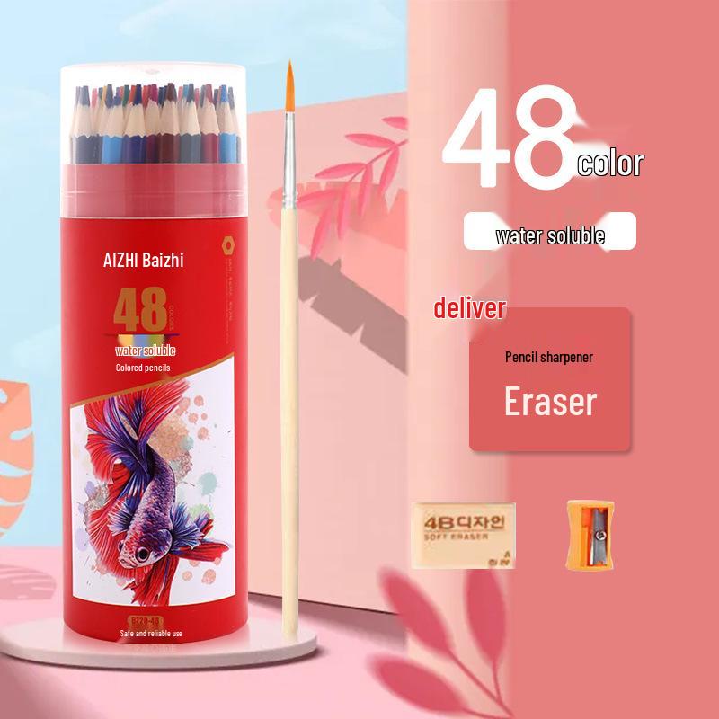 Sześciokątne Kredki Kolorowe Rozpuszczalne w Wodzie na Bazie Oleju - 12, 24, 36, 48, 72 Kolory - Zestaw do Rysowania dla Studenta