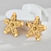 Atoztide Exaggerate Trendy Flower Heart Earrings for Women Girl Stainless Steel Gold Color Irregular Earrings Jewelry Gift