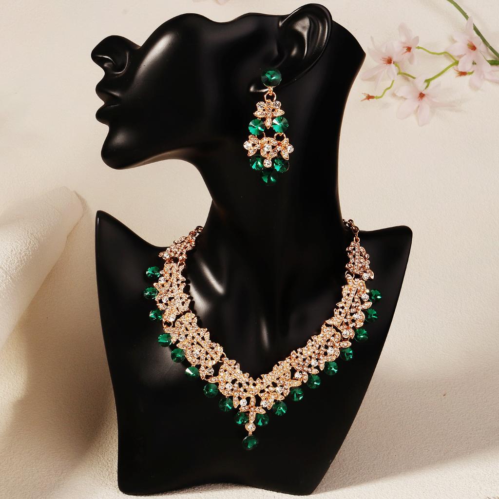 European and American Cross-border Fringed Earrings Necklace Set, High-end Retro Alloy Jewelry, Bridal Wedding Jewelry Two-piece Set