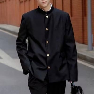 Cappotto da Uomo Tinta Unita Colletto alla Coreana Monopetto Giacca Formale con Patta