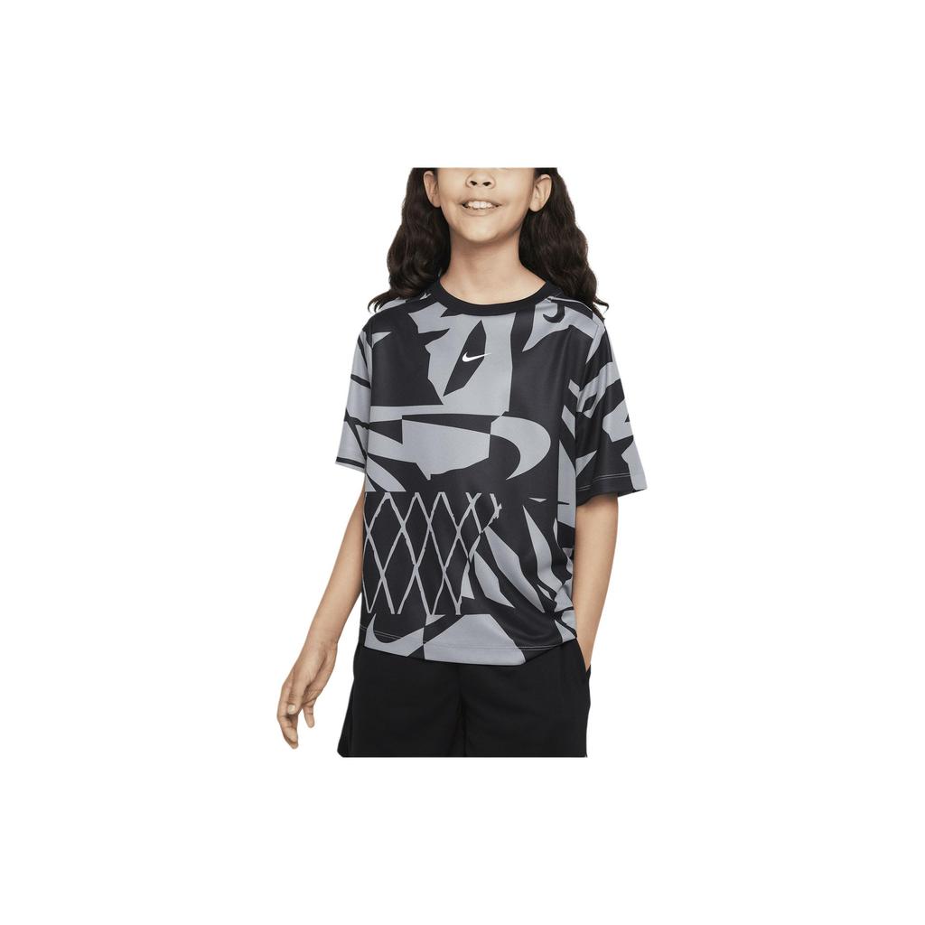 Nike Dri-FIT Multi-Print Rundhals Casual Kurzarm T-Shirt Kinder Tops Schwarz FB1287-065