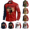 Long Sleeve Button Down Shirt with 250 Years Print Horse and Flag Graphic for Men Casual Fit
