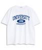 UNDEROFF Oversized Crew Neck University Short Sleeve T-Shirt White Blue