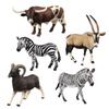 Realistic Pvc African Animal Figurine Set Featuring Long-horned Antelope And Zebra For Collectors