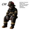 Vintage Resin Figurine Firefighter Skeleton Shelf Sitter Statue, with Realistic Gear & Distressed Wear-resistant Finish, Dark Industrial Desk