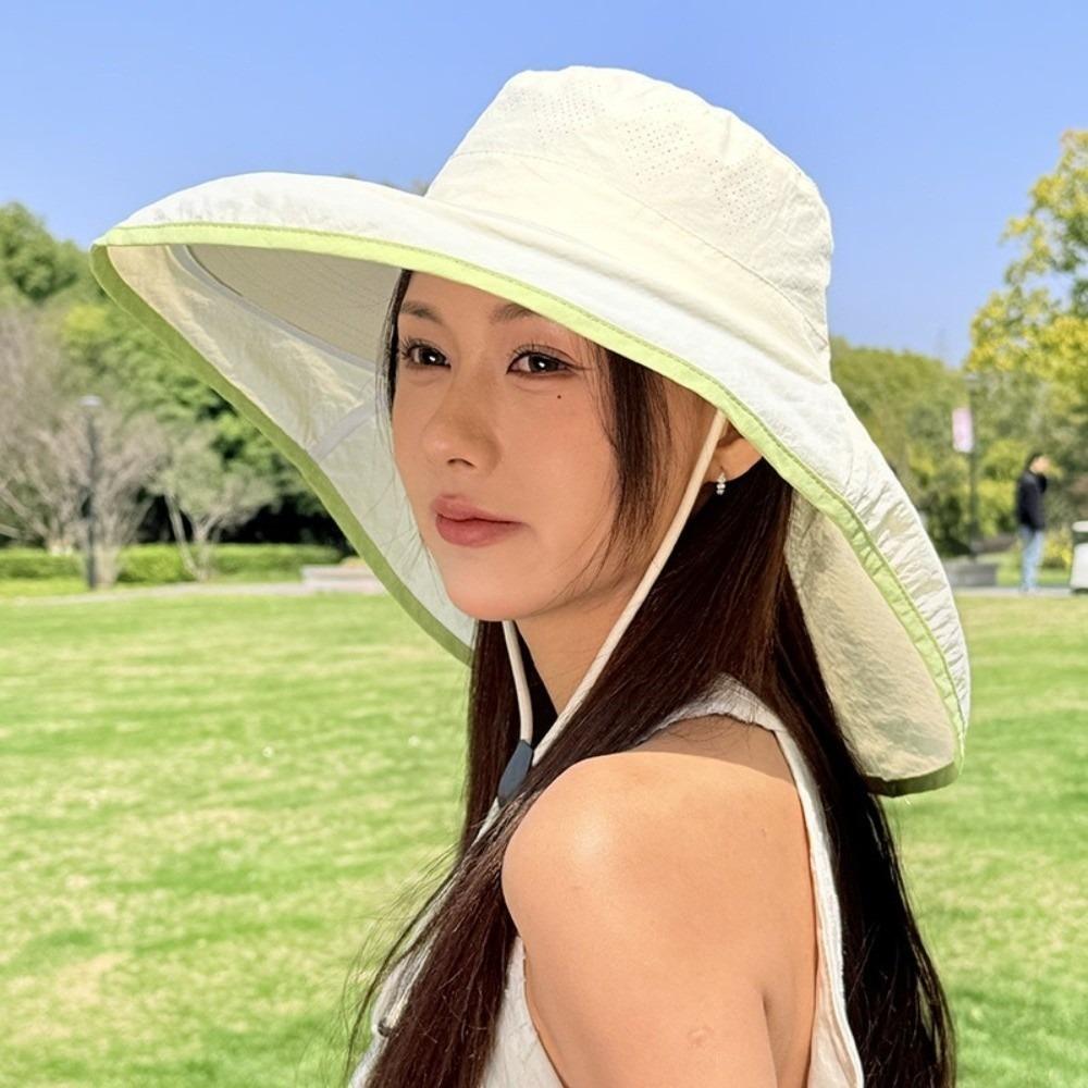 Anti-UV Fisherman Hat Wide Brim Bucket Hat New Beach Cap Women