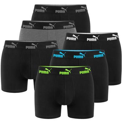 Puma Men's Boxer Briefs 6 Pieces Cotton Underwear Black Logo Mix