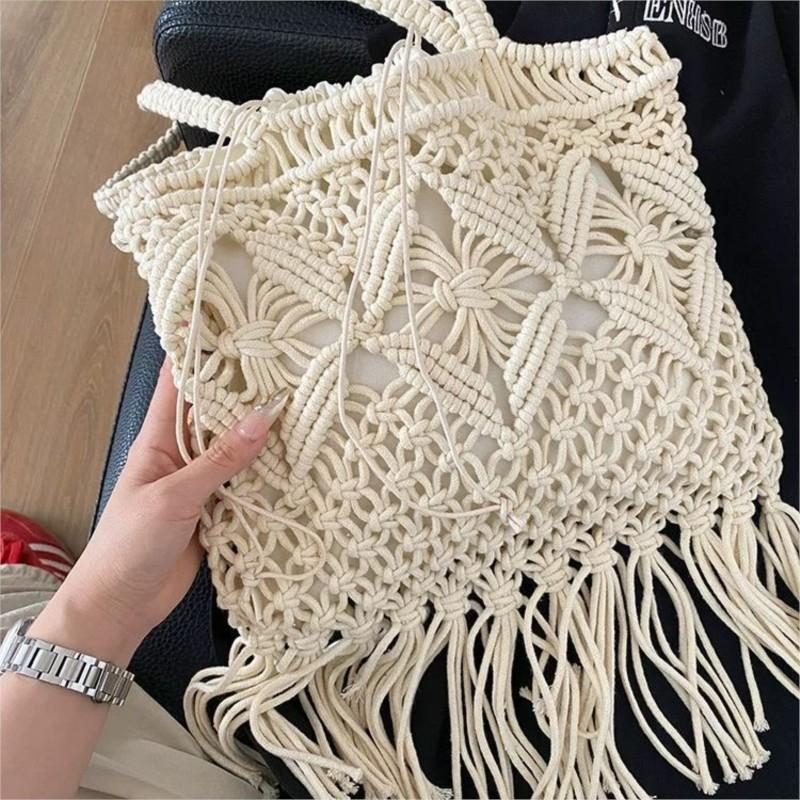 Seaside Beach Hollow Weaving Capacity Handbags Bohemian Style Tassel Verstaile Fashion Tote Bags Ladies Shoulder Bag For Woman