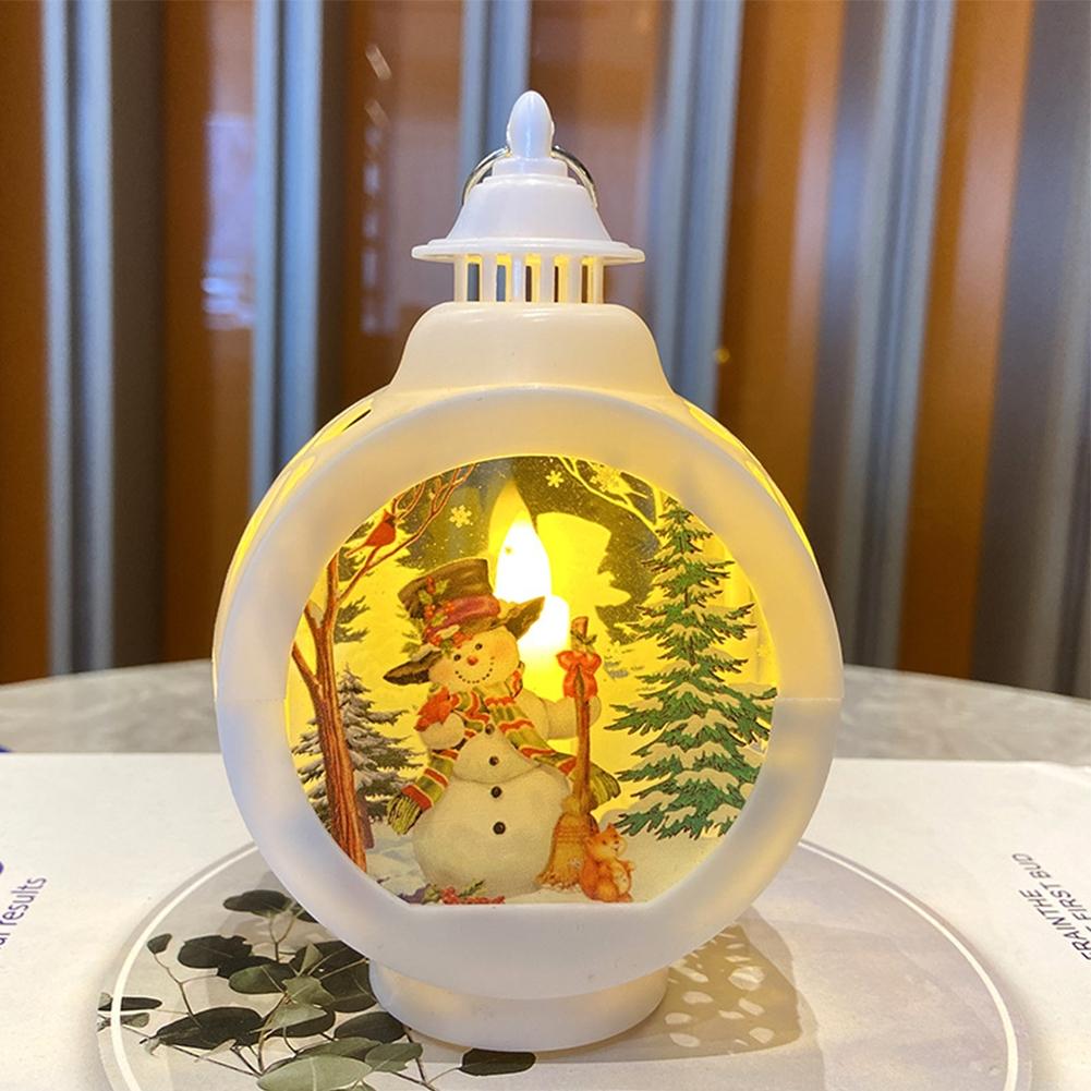 Snowman Lantern Ornament with LED Night Light for Christmas Decoration